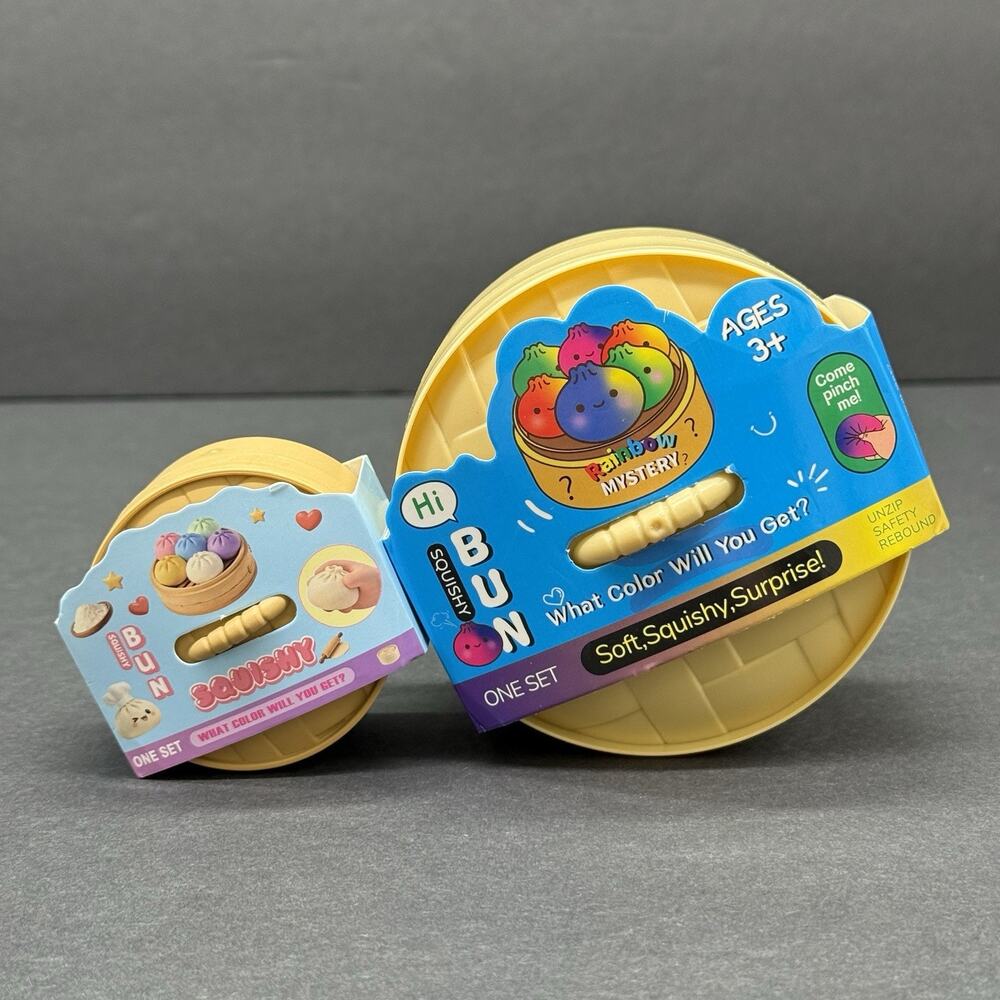 Rainbow Mystery Squishy Bun Dumplings Blind Surprise Lot of 2 - Mini & 3.5"